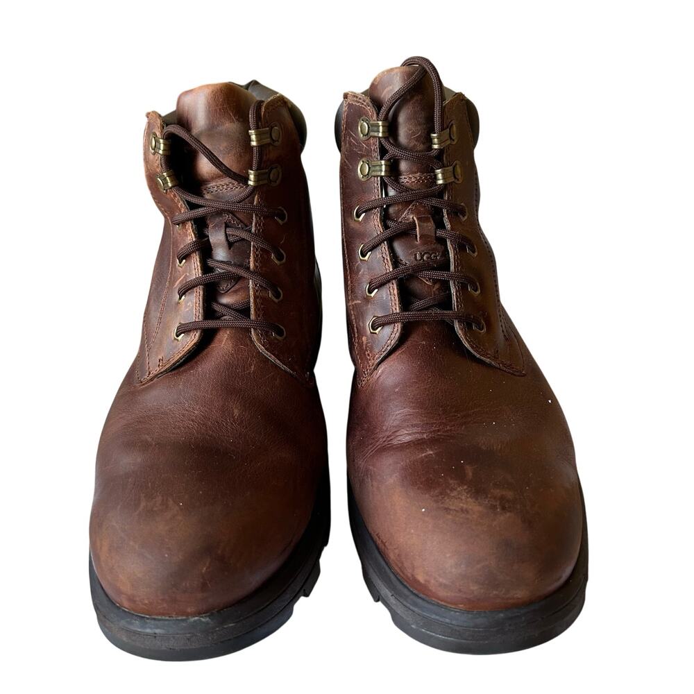 UGG Brown Leather Lace-Up Work Boots